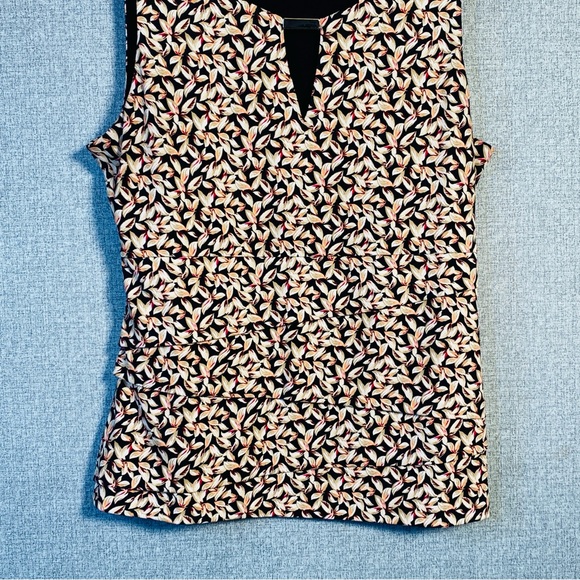 WHBM Medium White House Black Market Floral Keyhole Metal Accent Sleeveless Tank - Picture 3 of 7